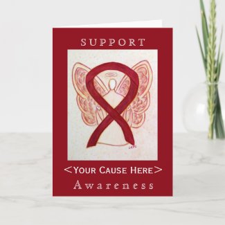 Burgundy Awareness Ribbon Angel Customized Card