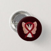 Burgundy Awareness Ribbon Angel Pendant Buttons (Front & Back)