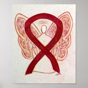 Burgundy Awareness Ribbon Angel Poster Art Print