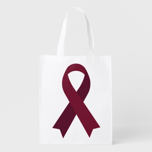 Burgundy Awareness Ribbon APS PV Grocery Bag