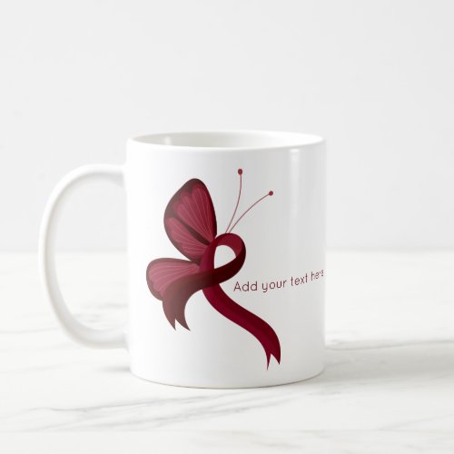 Burgundy Awareness Ribbon Butterfly Coffee Mug
