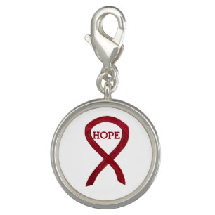 Burgundy Awareness Ribbon Charm Bracelets Jewerly