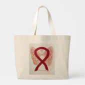 Burgundy Awareness Ribbon Custom Art Tote Bag (Back)