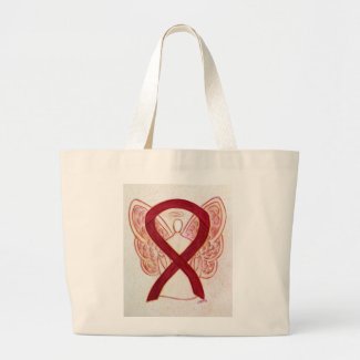 Burgundy Awareness Ribbon Custom Art Tote Bag