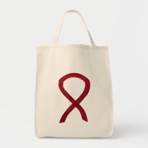 Burgundy Awareness Ribbon Custom Art Tote Bag