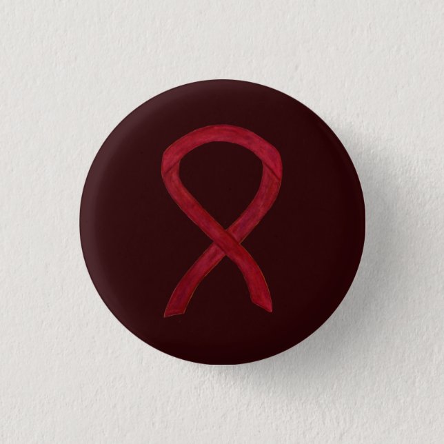 Burgundy Awareness Ribbon Custom Button Pendants (Front)