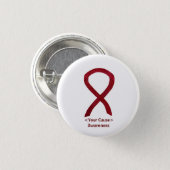 Burgundy Awareness Ribbon Custom Pin Buttons (Front & Back)