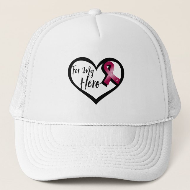 Burgundy Awareness Ribbon For My Hero Trucker Hat (Front)