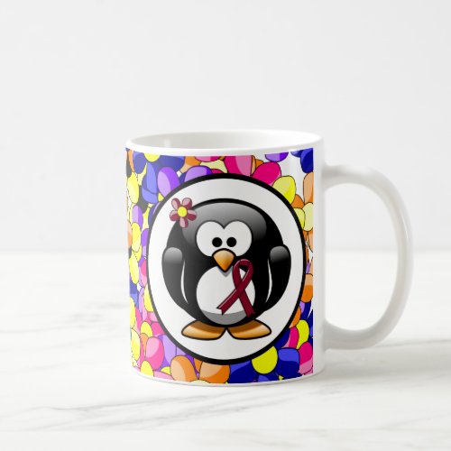 Burgundy Awareness Ribbon Penguin Coffee Mug