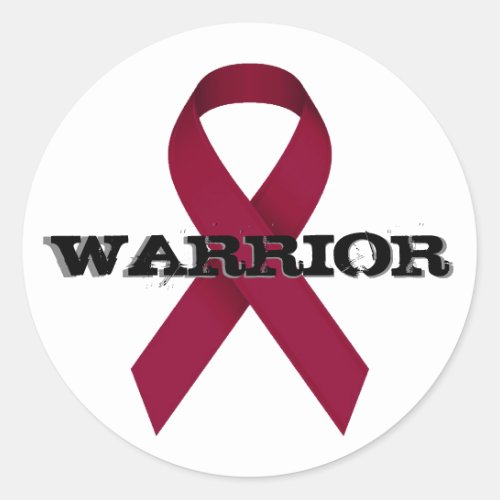 Burgundy Awareness Ribbon Warrior Sticker