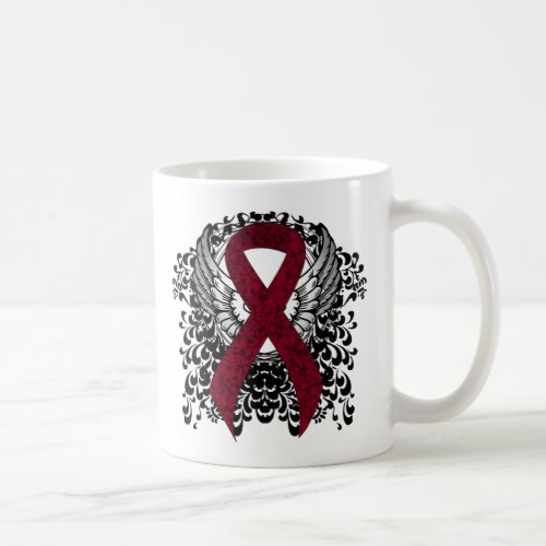 Burgundy Awareness  Ribbon with Wings Coffee Mug