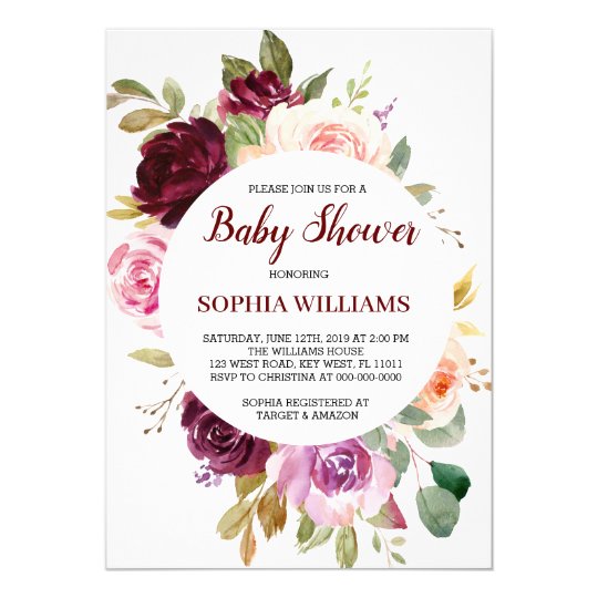 Burgundy Baby Shower Invitation | Zazzle.com