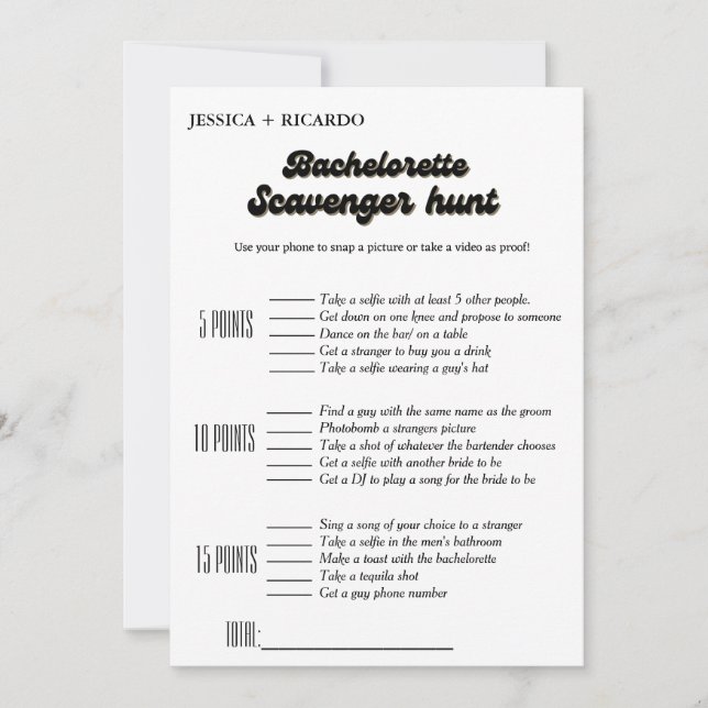 Burgundy Bachelorette scavenger hunt game Invitation (Front)