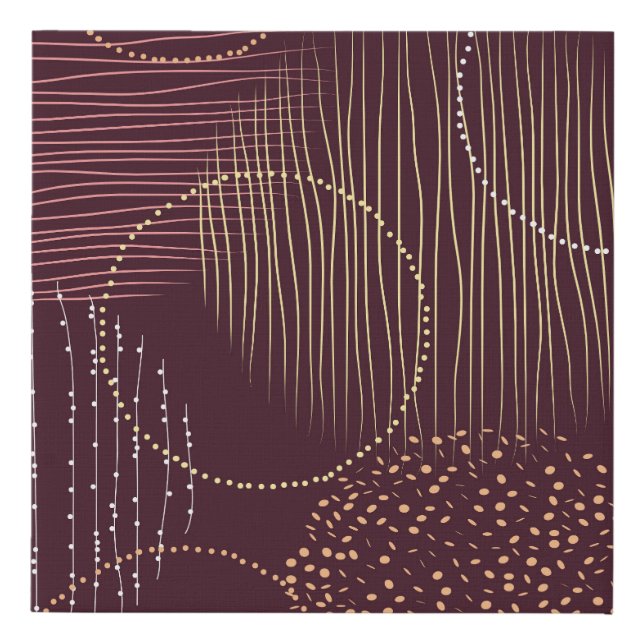 Burgundy background, circle seamless pattern. faux canvas print (Front)