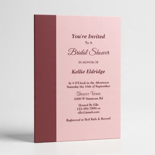 Burgundy Bar Minimalist Modern Invitation (Creator Uploaded)