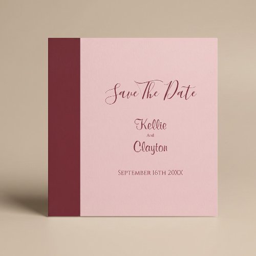Burgundy Bar Minimalist Modern Wedding Save The Date