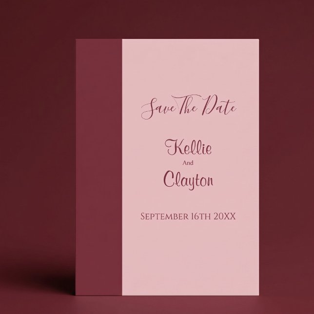 Burgundy Bar Minimalist Wedding Save The Date Invitation (Creator Uploaded)