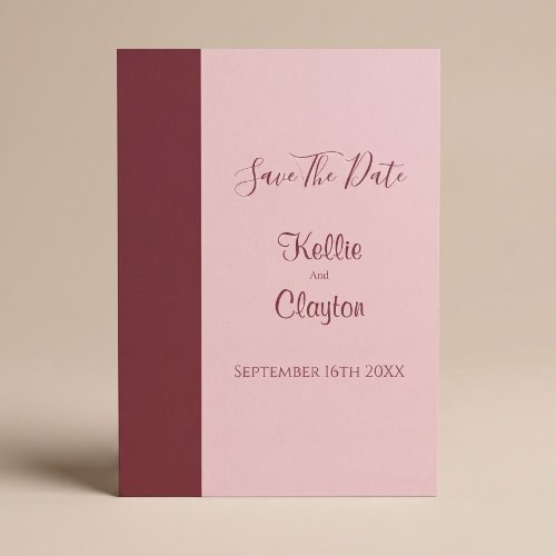 Burgundy Bar Minimalist Wedding Save The Date Invitation