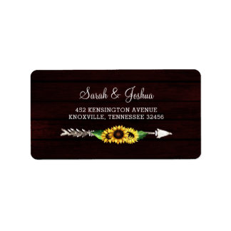 Burgundy barn wood floral sunflowers rustic label