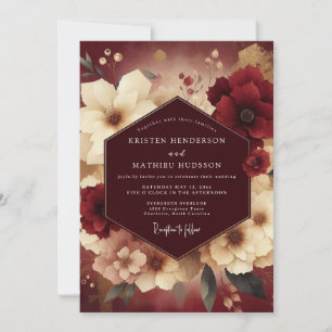 Burgundy Baroque Flora Wedding Invitation