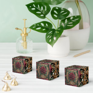 Burgundy Baroque Rose Favor Boxes