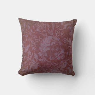Burgundy baroque tendrils vintage floral design throw pillow