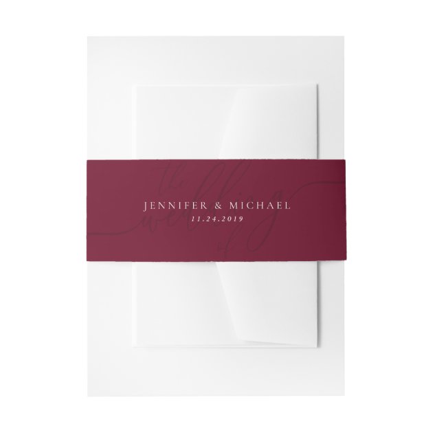Burgundy Basic Suite Wedding Invitation Belly Band