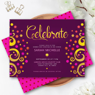 Burgundy Bat Mitzvah Modern Gold Foil Tree of Life Enclosure Card