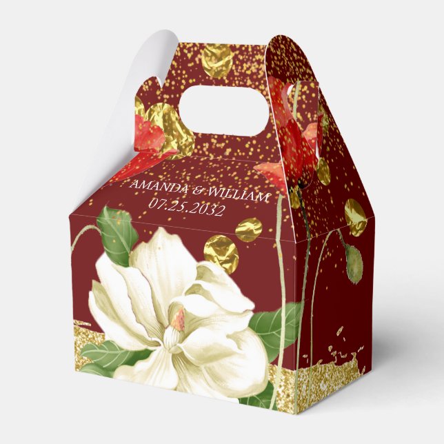 Burgundy Beautiful Rosy Gold Wedding Favor Box (Front Side)