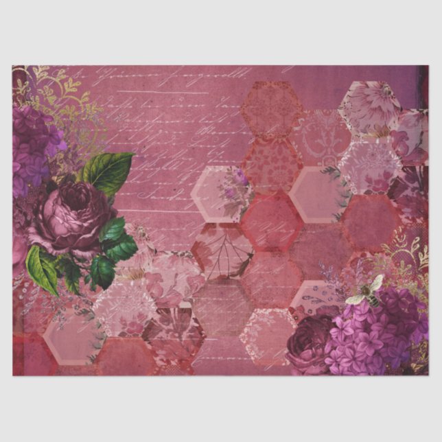 Burgundy Bee Series Design Fifteen Tissue Paper (Front)