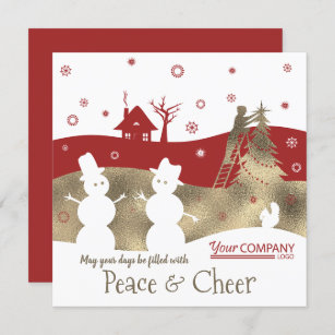 Burgundy & Beige Business Company Holiday Card