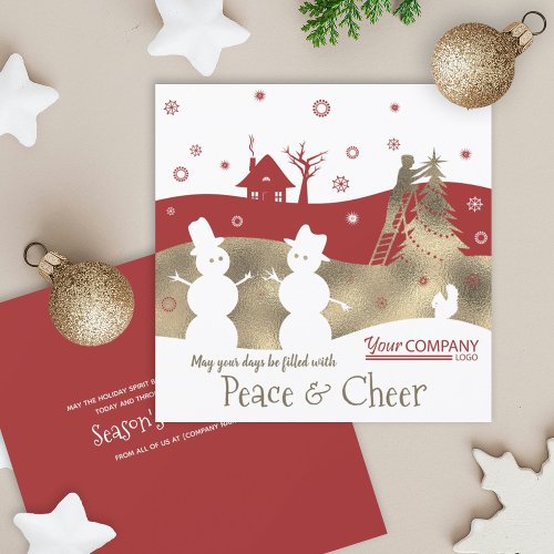 Burgundy  Beige Business Company Holiday Card