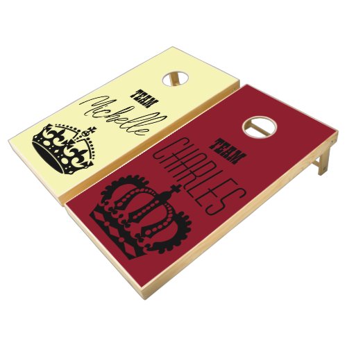 Burgundy Beige His and Hers Wedding Cornhole Set