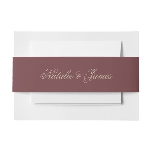 Burgundy Beige Old Money Boho Wedding Invitation Belly Band