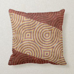 Burgundy Beige Wavy Line Diagonals Throw Pillow