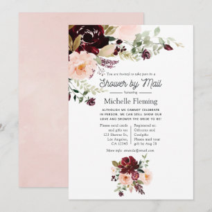 Burgundy Berry and Blush Floral Shower by Mail Invitation