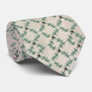 Burgundy Berry Holly Pine Christmas Neck Tie
