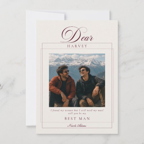 Burgundy Best Man Wedding Proposal Photo Card