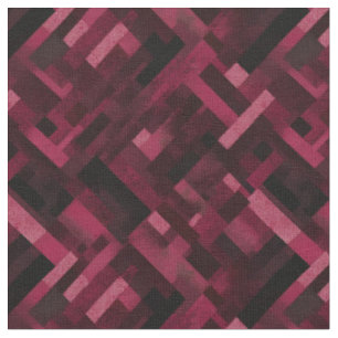 Burgundy & Black Abstract Rectangles Fabric