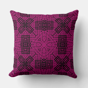 Burgundy, black and burgundy , geometric ,lace throw pillow