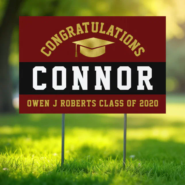 Burgundy, Black and Gold High School Lawn Sign | Zazzle