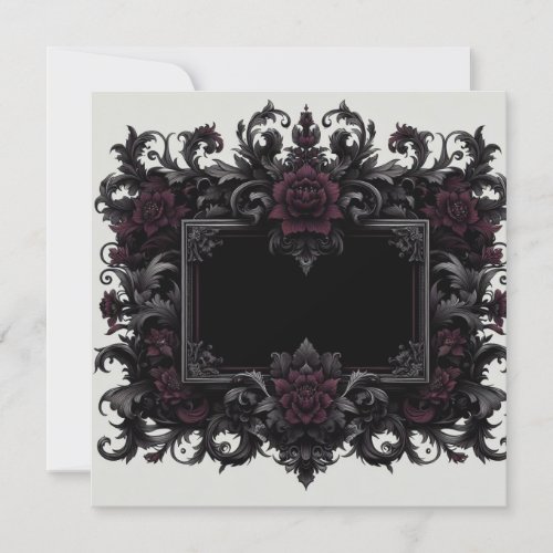 Burgundy Black Blank Card Template Invitation