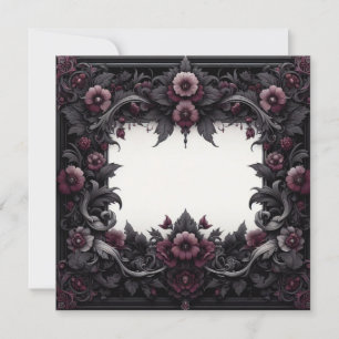 Burgundy Black Blank Card Template, Invitation