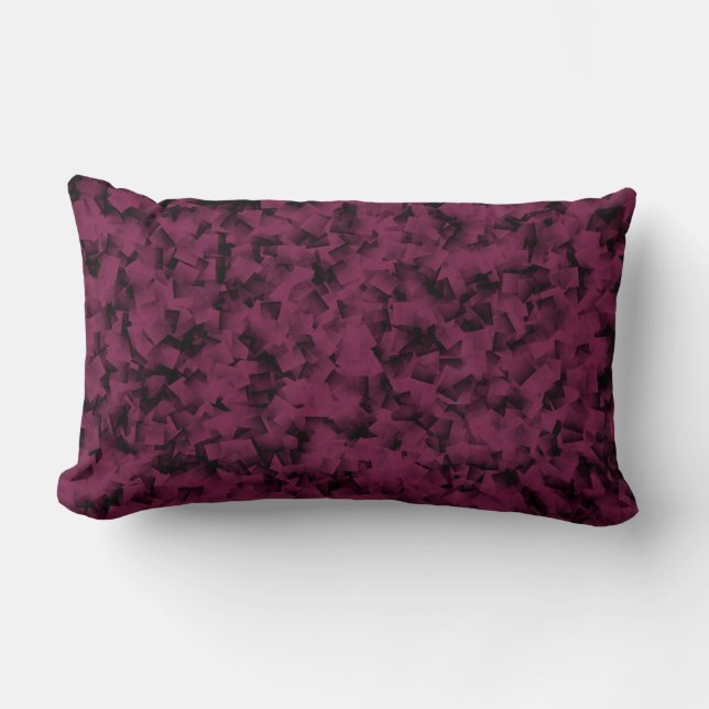 Burgundy Black Cubism Abstract Pattern Lumbar Pillow (Front)