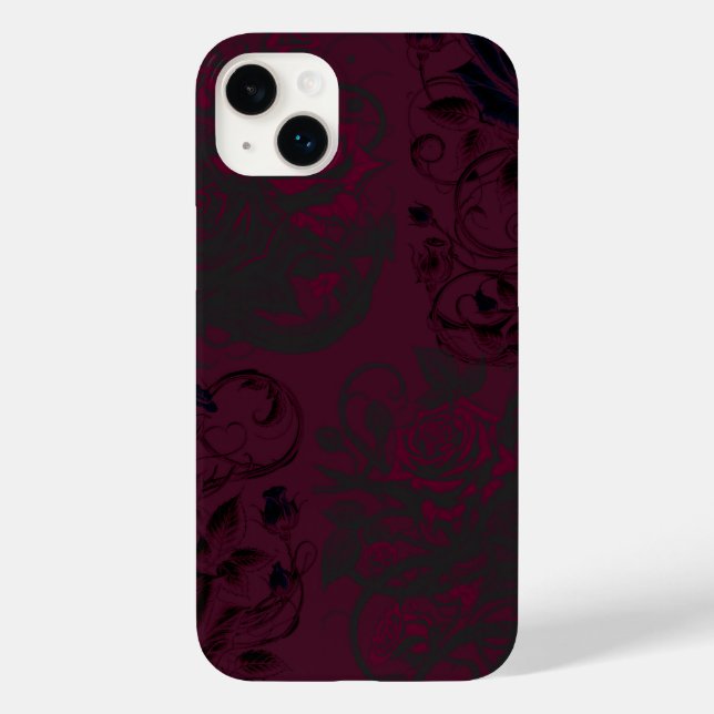 Burgundy & Black Dark Garden Gothic Glam Case-Mate iPhone Case (Back)