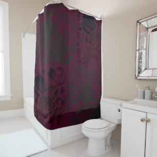 Burgundy & Black Dark Garden Gothic Glam  Shower Curtain
