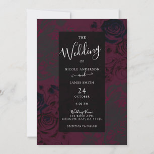 Burgundy & Black Dark Garden Gothic Glam Wedding Invitation
