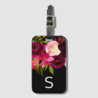 Burgundy Black Floral Monogram