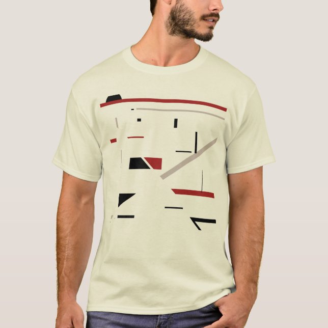 Burgundy Black Gray Geometric Abstract MCM Look T-Shirt (Front)