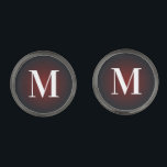 Burgundy Black Radial Gradient Modern Monogram Cufflinks<br><div class="desc">Customize the dark red background color behind the black radial or circular gradient.
Customize the modern white monogram font style,  size and color.
Create your own monogrammed cuff links for your wedding.</div>